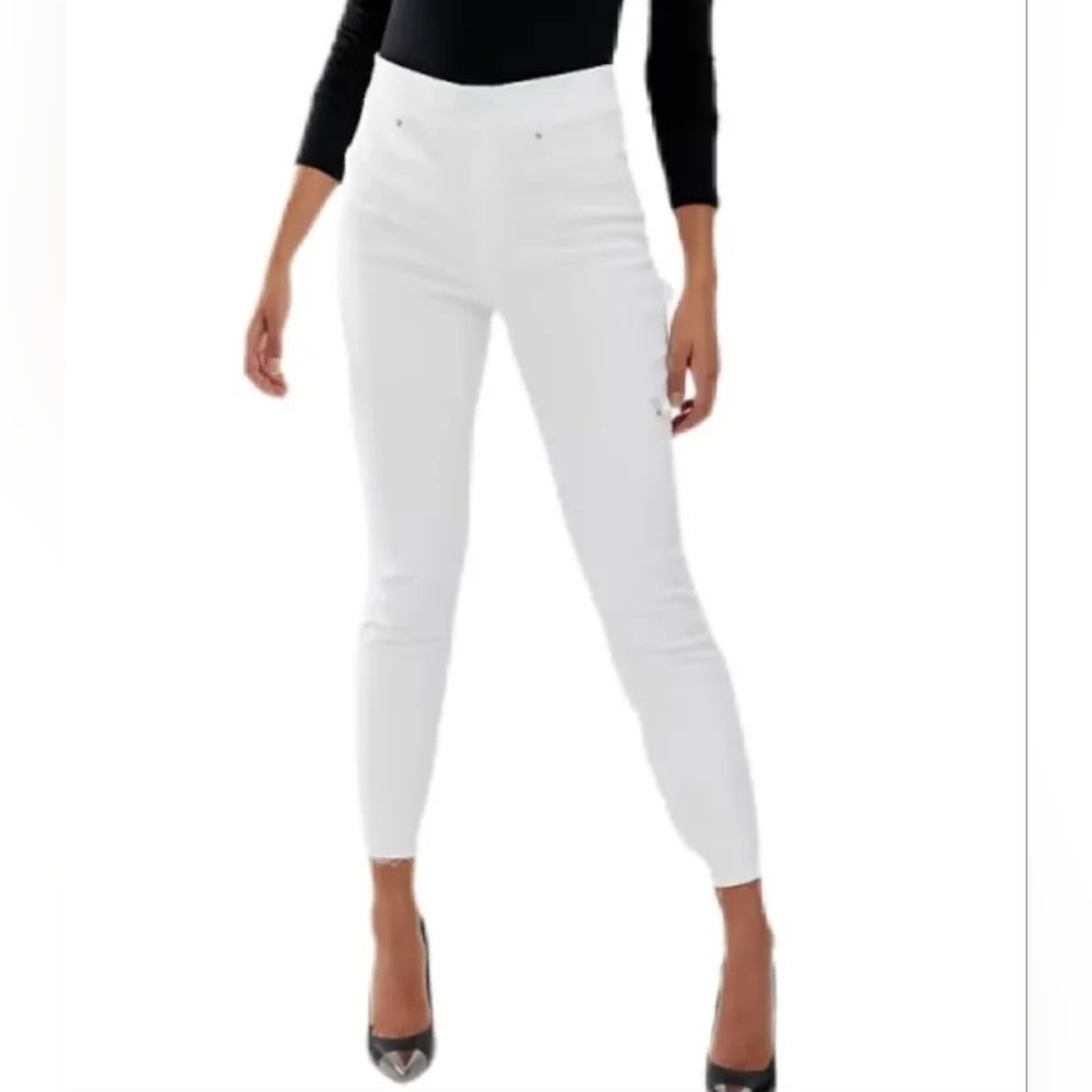 SPANX Jean-ish White Distressed Cropped Skinny Ankle Jeans - Size Small